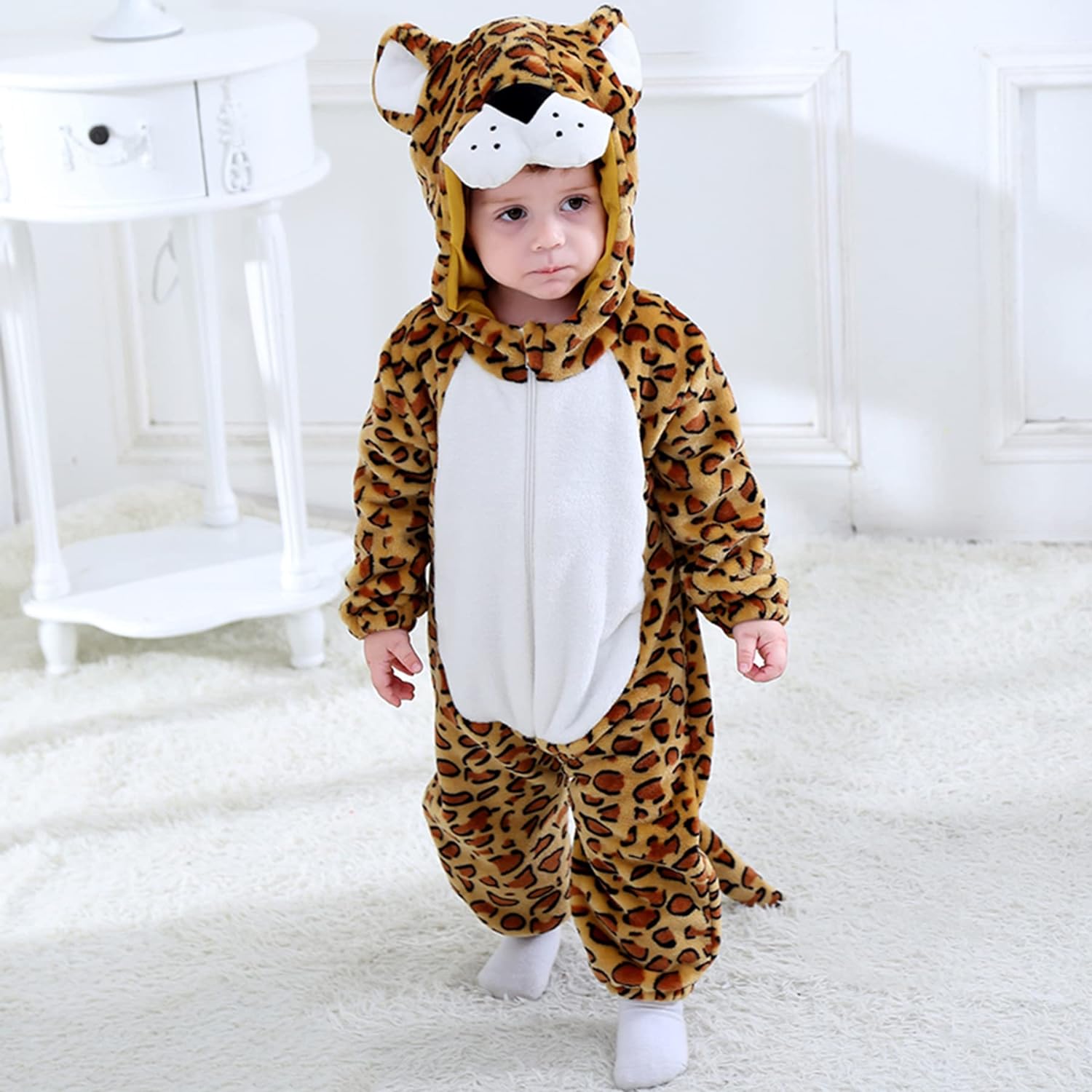 Hooded onesie toddler winter clothes - Leopard