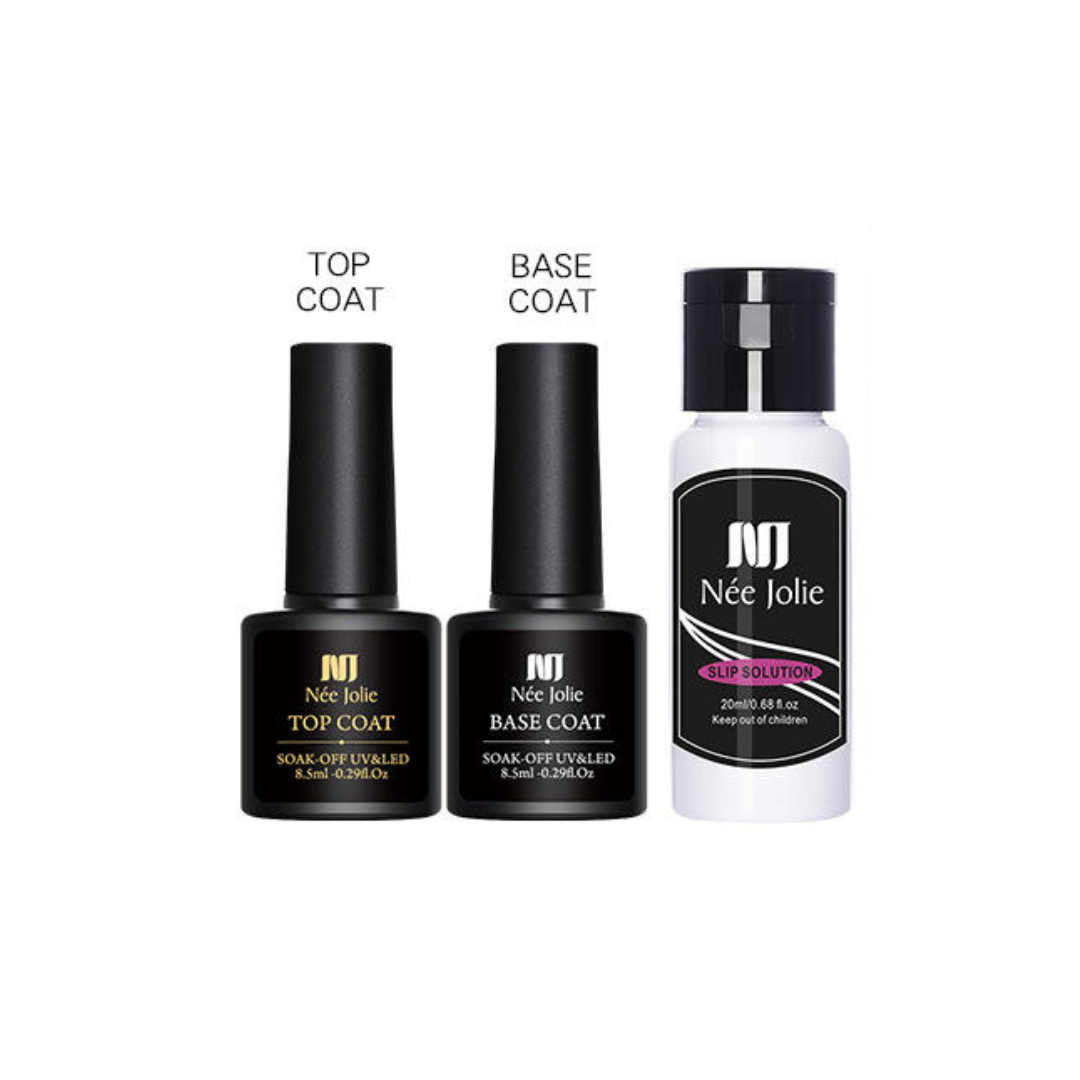 Top coat, base coat, slip solution set for Nail art