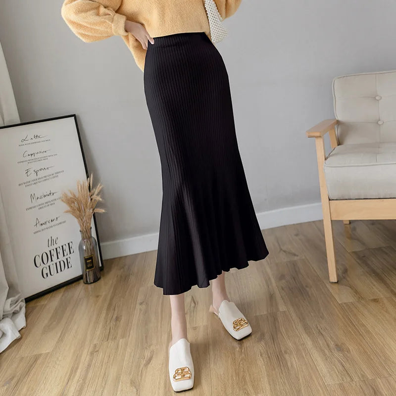 New autumn and winter knitted skirt women a line skirt high waist plus himandher