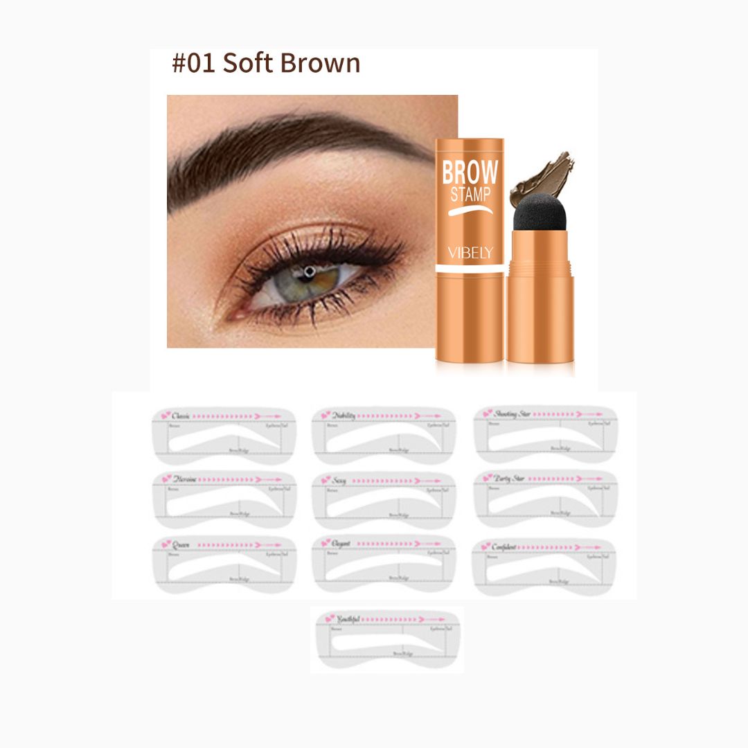 Waterproof Vegan Brown Tinted Eyebrow Enhancer Stamp Stencil Kit.