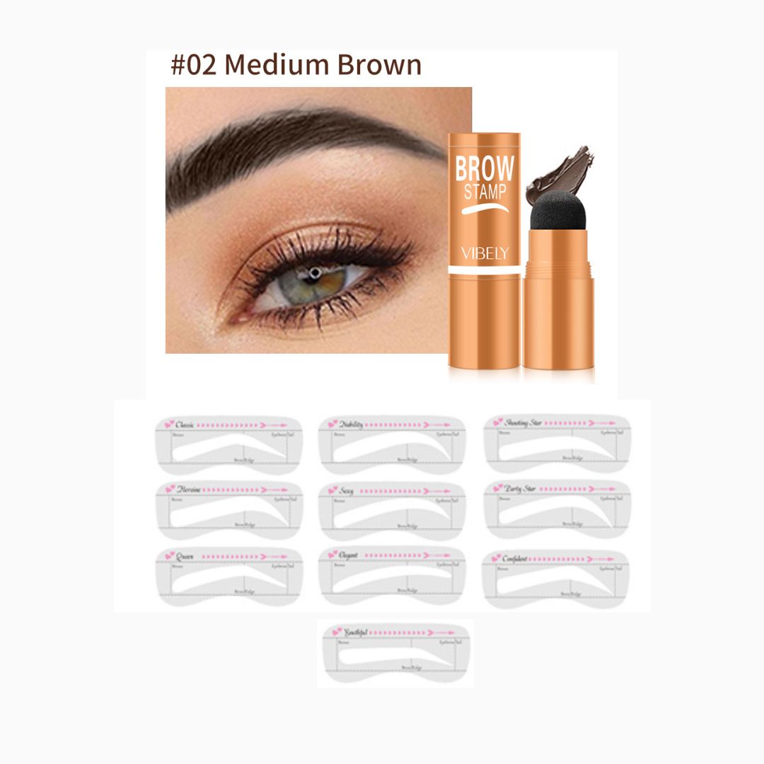 Waterproof Vegan Brown Tinted Eyebrow Enhancer Stamp Stencil Kit.