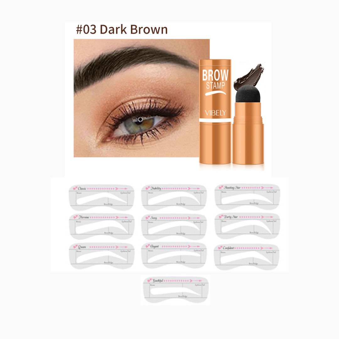 Waterproof Vegan Brown Tinted Eyebrow Enhancer Stamp Stencil Kit.