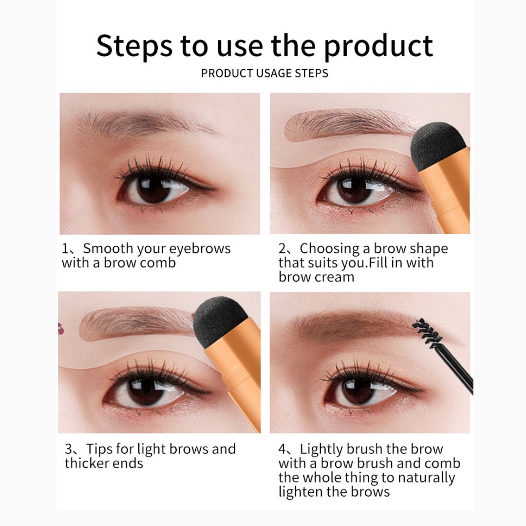 Waterproof Vegan Brown Tinted Eyebrow Enhancer Stamp Stencil Kit.