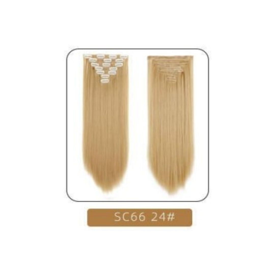 16 clips 7 Layer Long Straight Synthetic Hair Extensions