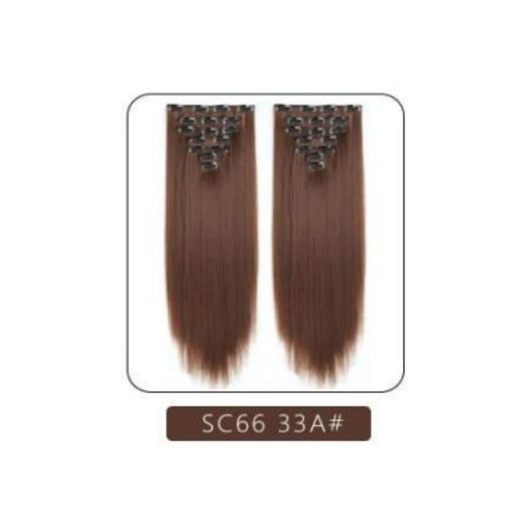 16 clips 7 Layer Long Straight Synthetic Hair Extensions