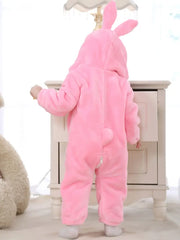 Hooded onesie toddler winter clothes - Pink Rabbit
