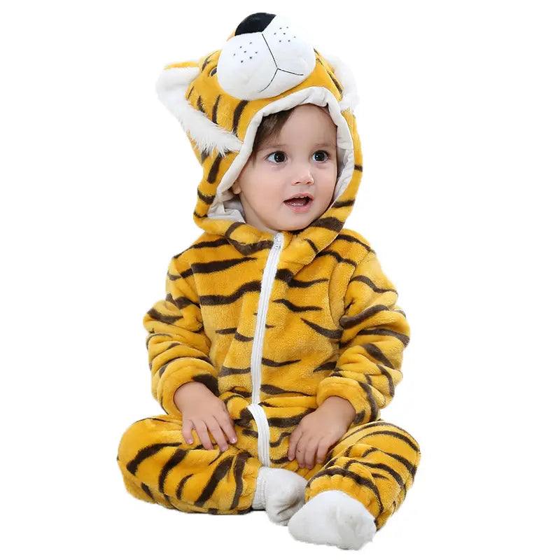 Hooded onesie toddler winter clothes - Tiger Black Nose