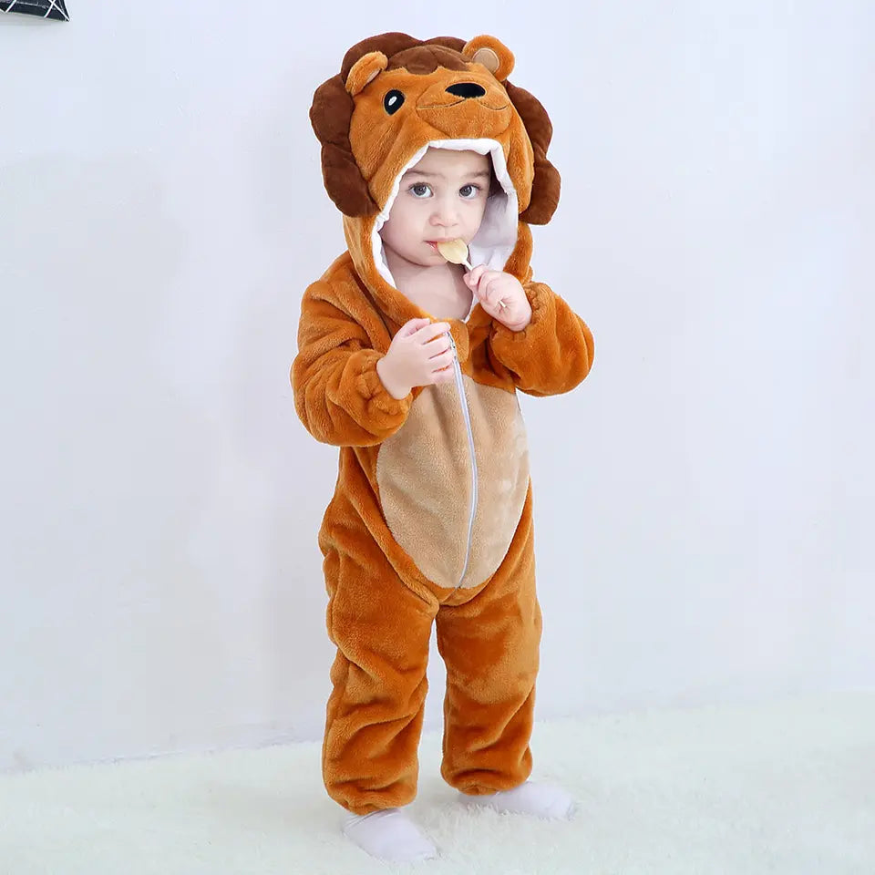 Hooded onesie toddler winter clothes - Lion