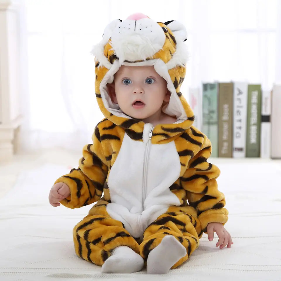 Hooded onesie toddler winter clothes - Tiger Pink Nose