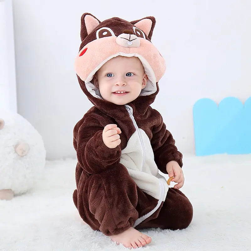 Hooded onesie toddler winter clothes - Squirrel
