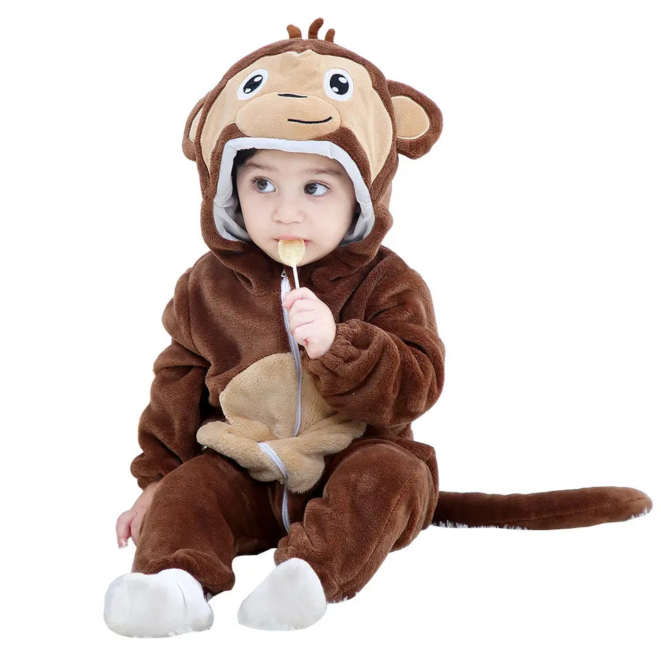 Hooded onesie toddler winter clothes - Monkey
