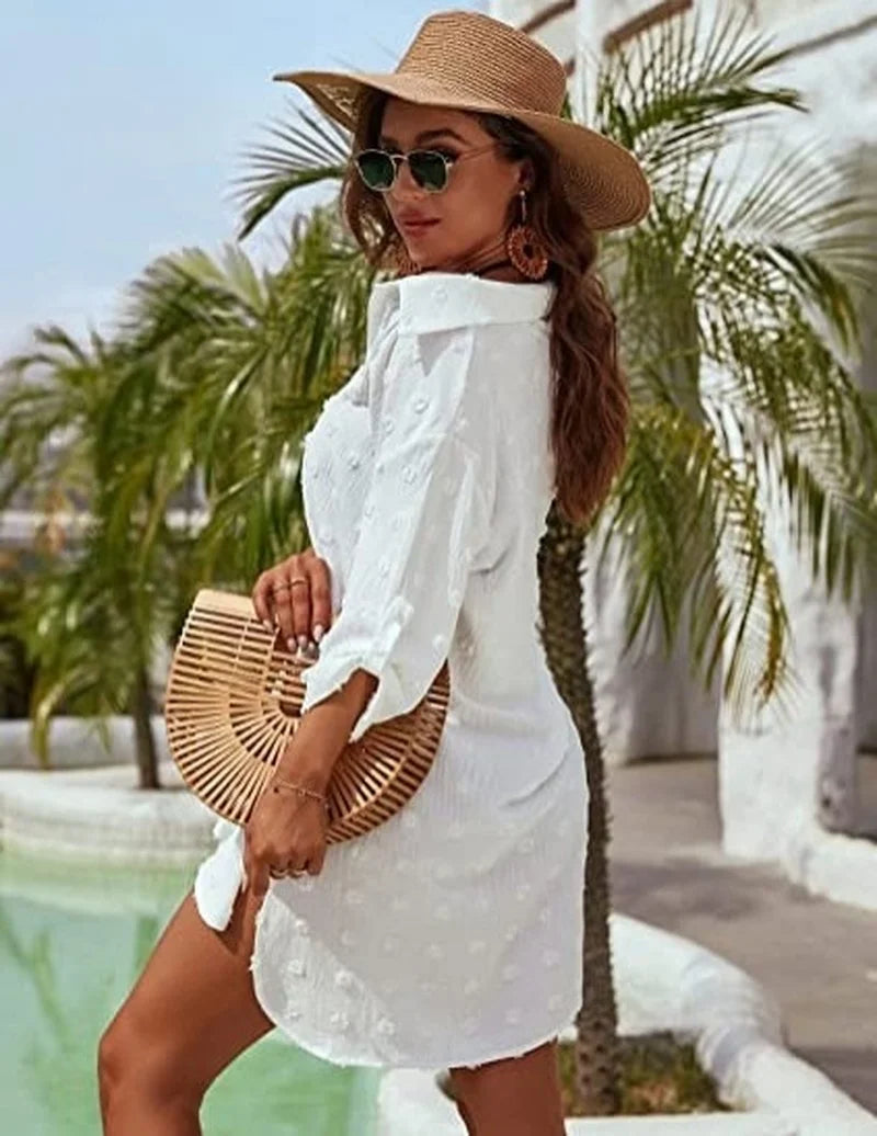 New Chiffon Loose Casual Blouse Shirt Solid Color Women'S Casual Beachwear fashion Blouse