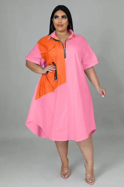 V-neck 5xl Women's Plus Size Short Sleeve Dress Fashionable Women Dresses