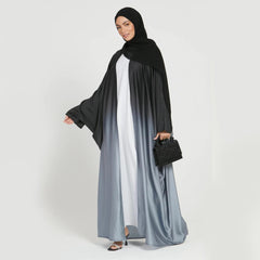 Open Bisht Kimono Tie Dye Ombre Abaya Dress