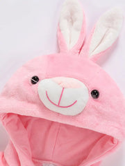 Hooded onesie toddler winter clothes - Pink Rabbit