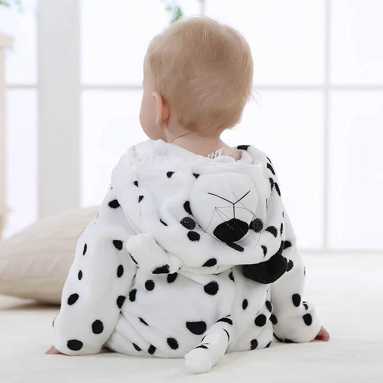 Hooded onesie toddler winter clothes - White Leopard