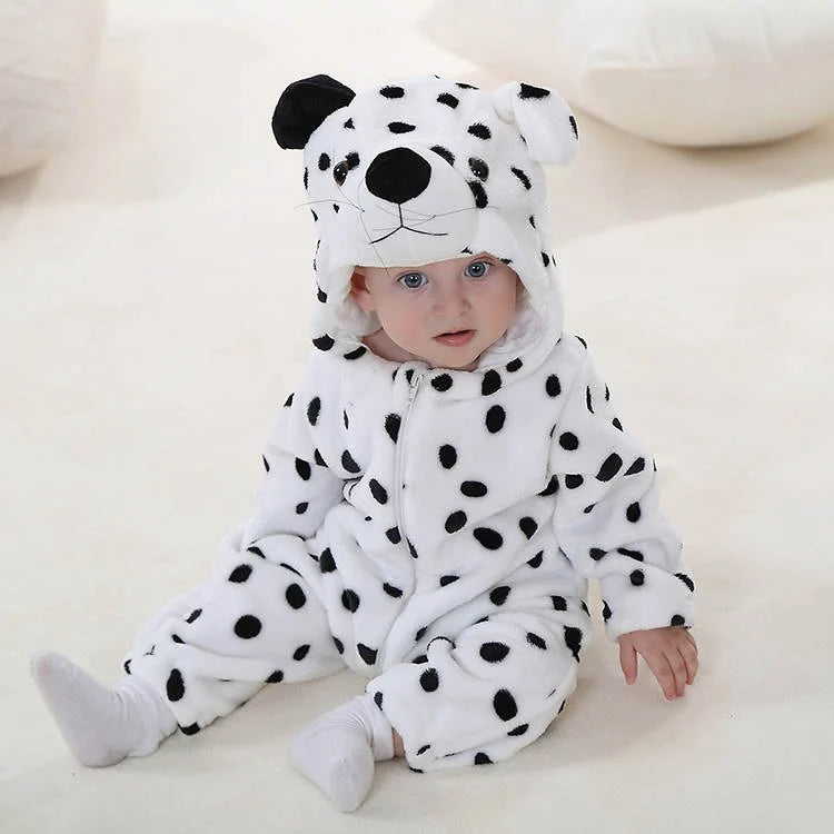 Hooded onesie toddler winter clothes - White Leopard