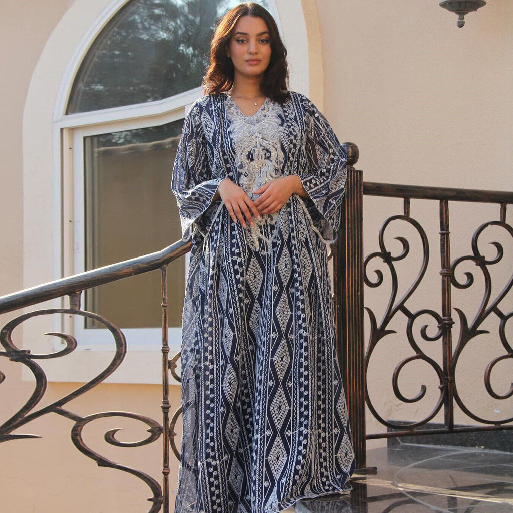 plus size sequin embroidery robe abaya dress