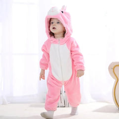 Hooded onesie toddler winter clothes - Pink Rabbit