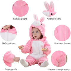 Hooded onesie toddler winter clothes - Pink Rabbit