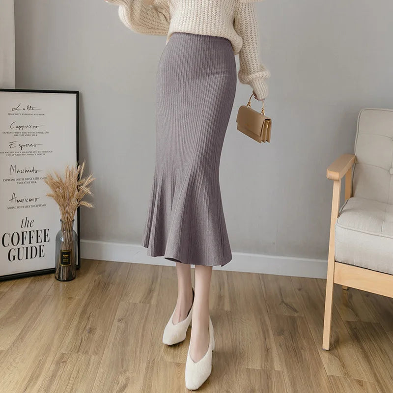 Plus size high waisted skirt knitting clearance